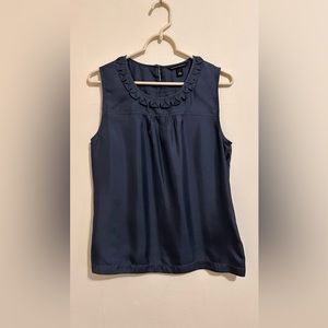 100% Silk ruffle neck banana republic top